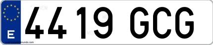 Ejemplo de matrícula española 4419 GCG