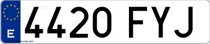 Ejemplo de matrícula española 4420 FYJ