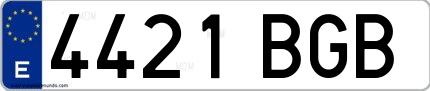 Ejemplo de matrícula española 4421 BGB