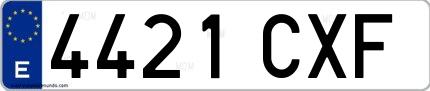 Ejemplo de matrícula española 4421 CXF
