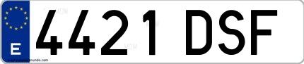 Ejemplo de matrícula española 4421 DSF