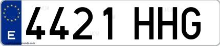 Ejemplo de matrícula española 4421 HHG