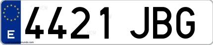 Ejemplo de matrícula española 4421 JBG