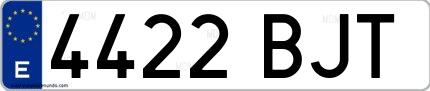 Ejemplo de matrícula española 4422 BJT