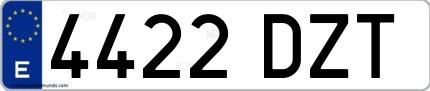Ejemplo de matrícula española 4422 DZT