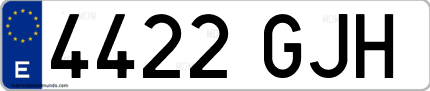 Ejemplo de matrícula de coche ordinaria 4422 GJH
