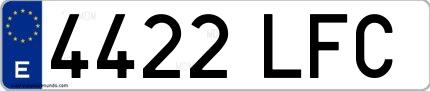 Ejemplo de matrícula española 4422 LFC