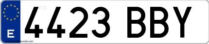 Ejemplo de matrícula española 4423 BBY
