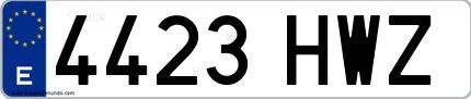 Ejemplo de matrícula española 4423 HWZ
