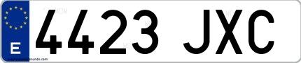 Ejemplo de matrícula española 4423 JXC