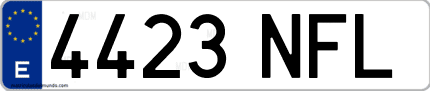 Ejemplo de matrícula de coche ordinaria 4423 NFL