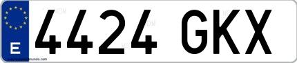 Ejemplo de matrícula española 4424 GKX