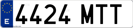 Ejemplo de matrícula de coche ordinaria 4424 MTT