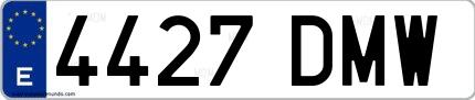 Ejemplo de matrícula española 4427 DMW