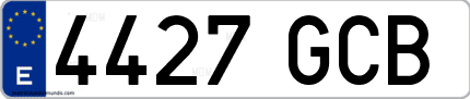 Ejemplo de matrícula de coche ordinaria 4427 GCB