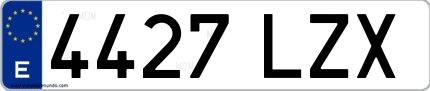 Ejemplo de matrícula española 4427 LZX