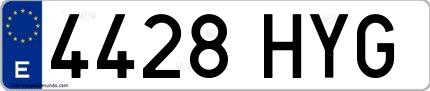 Ejemplo de matrícula española 4428 HYG