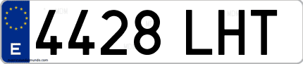 Ejemplo de matrícula de coche ordinaria 4428 LHT