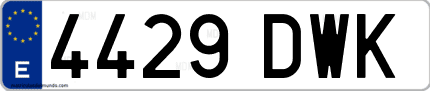 Ejemplo de matrícula de coche ordinaria 4429 DWK