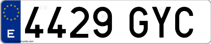 Ejemplo de matrícula de coche ordinaria 4429 GYC