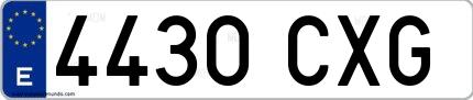 Ejemplo de matrícula española 4430 CXG