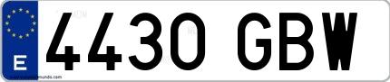 Ejemplo de matrícula española 4430 GBW