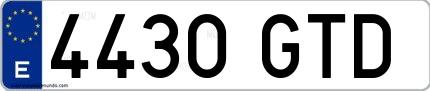 Ejemplo de matrícula española 4430 GTD