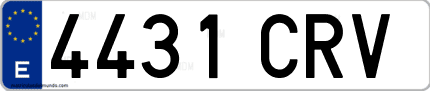 Ejemplo de matrícula de coche ordinaria 4431 CRV