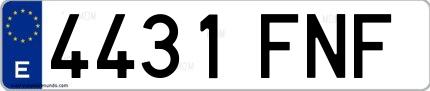 Ejemplo de matrícula española 4431 FNF