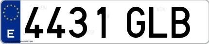 Ejemplo de matrícula española 4431 GLB