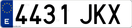 Ejemplo de matrícula de coche ordinaria 4431 JKX