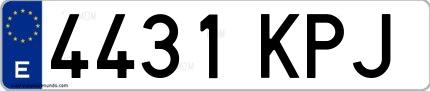 Ejemplo de matrícula española 4431 KPJ