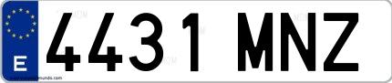 Ejemplo de matrícula española 4431 MNZ