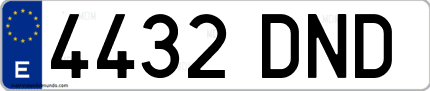 Ejemplo de matrícula de coche ordinaria 4432 DND