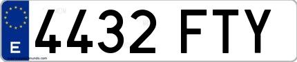 Ejemplo de matrícula española 4432 FTY