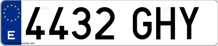 Ejemplo de matrícula de coche ordinaria 4432 GHY