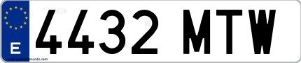 Ejemplo de matrícula española 4432 MTW