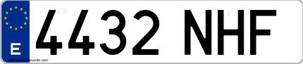 Ejemplo de matrícula española 4432 NHF