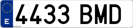 Ejemplo de matrícula de coche ordinaria 4433 BMD