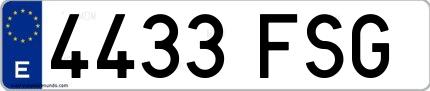 Ejemplo de matrícula española 4433 FSG