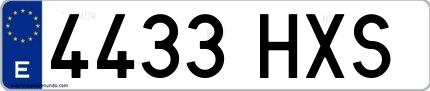 Ejemplo de matrícula española 4433 HXS