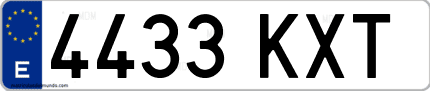 Ejemplo de matrícula de coche ordinaria 4433 KXT