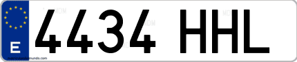 Ejemplo de matrícula de coche ordinaria 4434 HHL