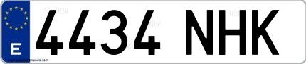 Ejemplo de matrícula española 4434 NHK