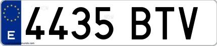 Ejemplo de matrícula española 4435 BTV