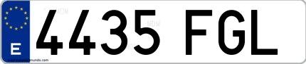 Ejemplo de matrícula española 4435 FGL