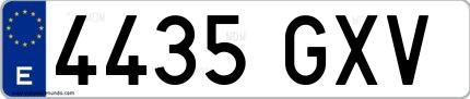 Ejemplo de matrícula española 4435 GXV