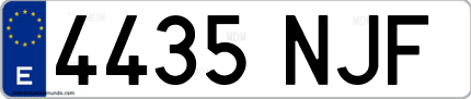 Ejemplo de matrícula de coche ordinaria 4435 NJF