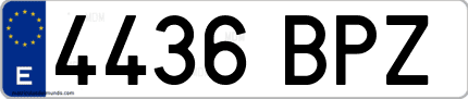 Ejemplo de matrícula de coche ordinaria 4436 BPZ