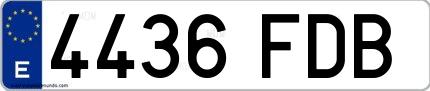 Ejemplo de matrícula española 4436 FDB